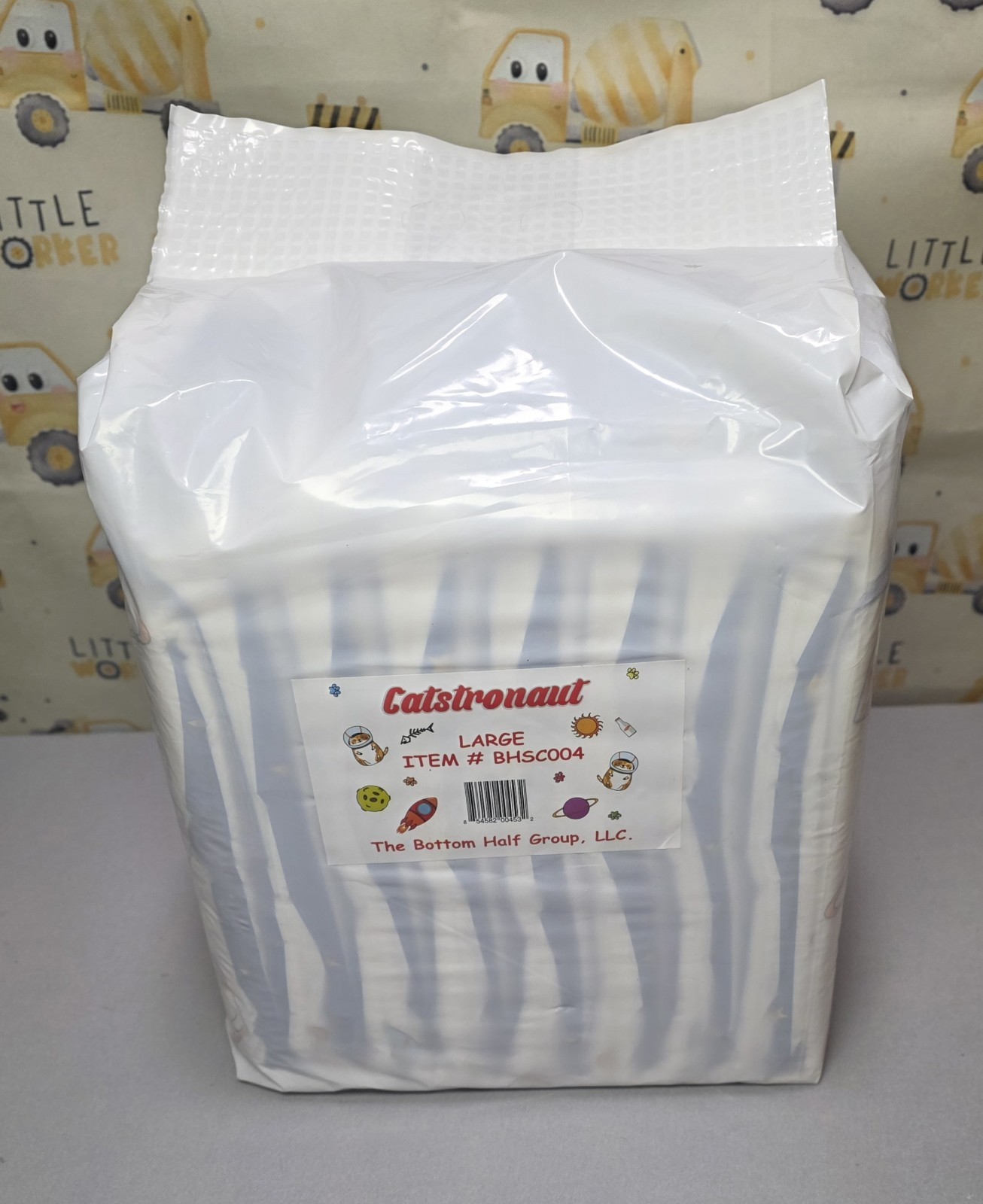 Full Pack of 8 Bambino Catstronaut ABDL Diapers Size Large 38″ To 50″
