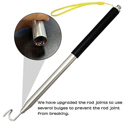 Telescoping Pole with Hook Magnetic Pickup Grabber Tool, Telescopic Black-1p