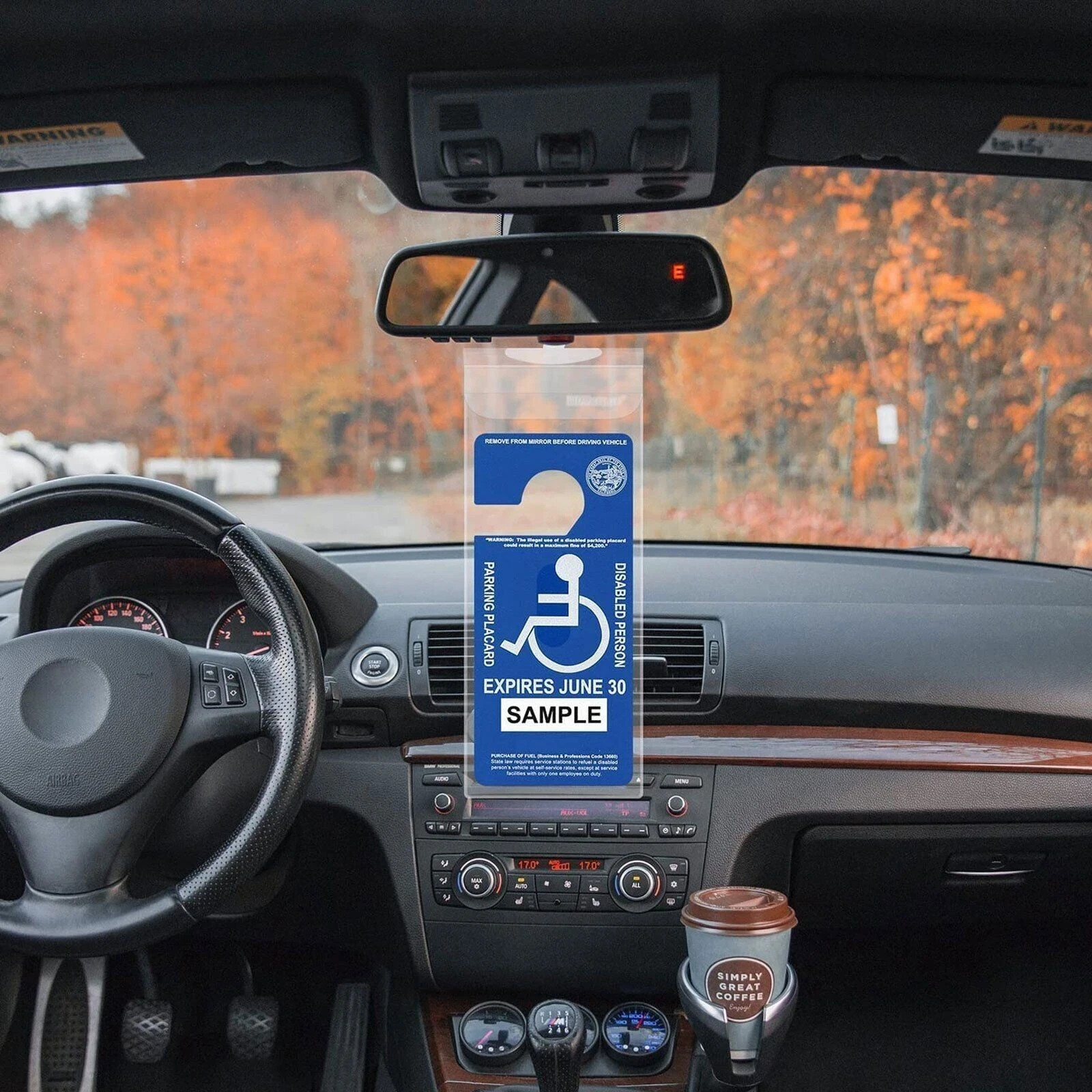 2x Handicap Parking Permit Placard Protector Cover Hanger Car Holder Hang Sleeve