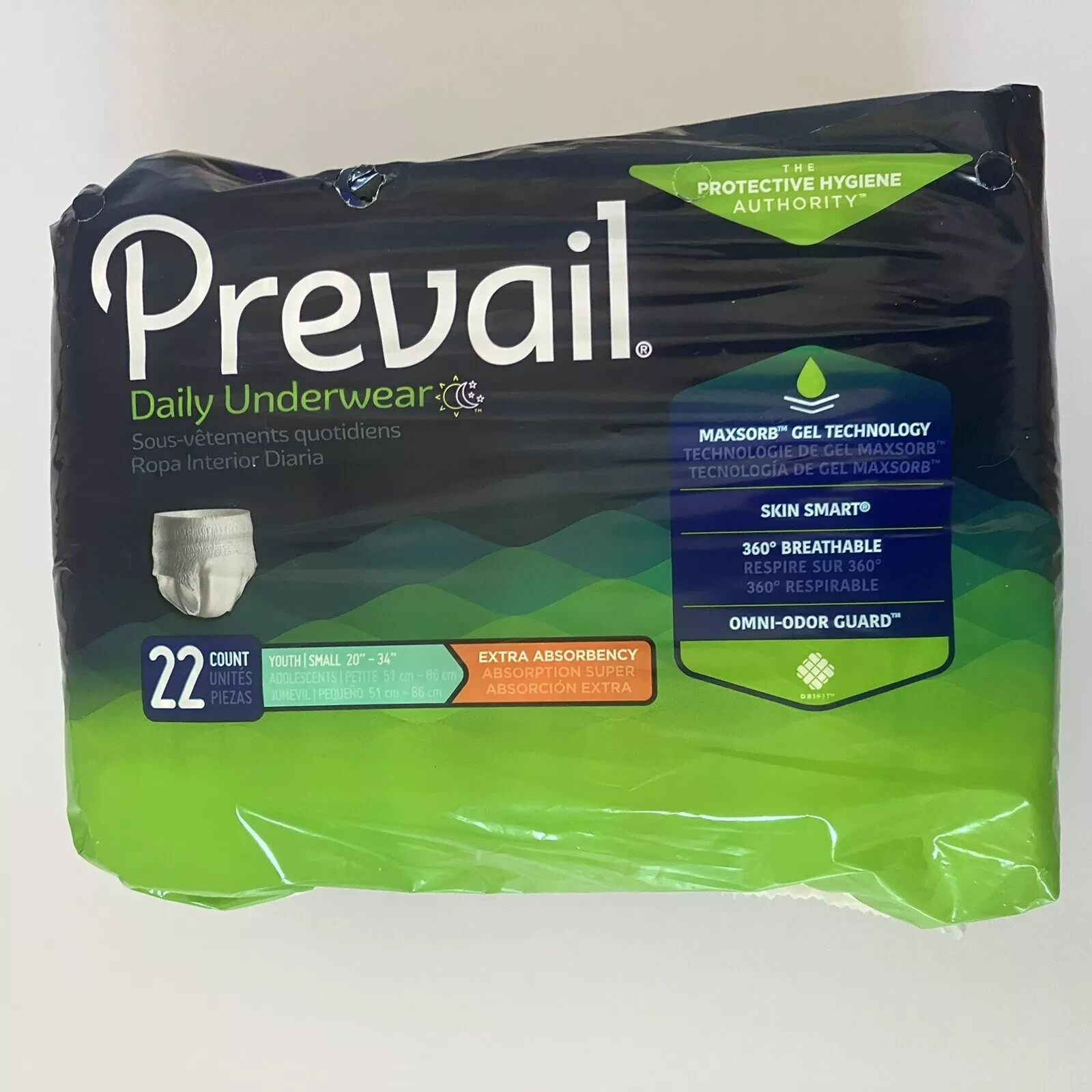 New: Prevail Daily Underwear for Youth / Small (20″ to 34″) . Count of 22