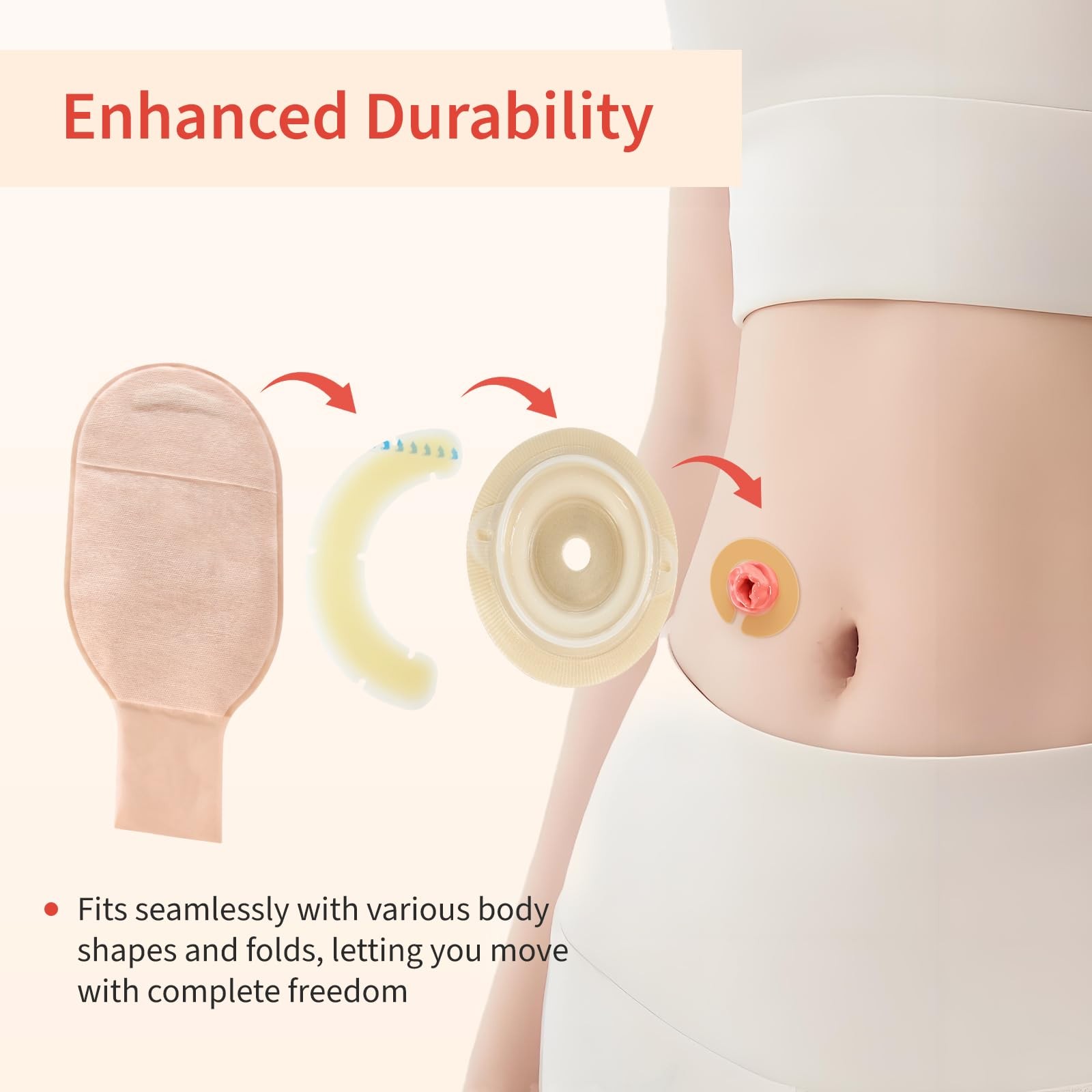 30pcs Ostomy Barrier Strips, Elastic Hydrocolloid Skin Barrier Strips, Skin A…