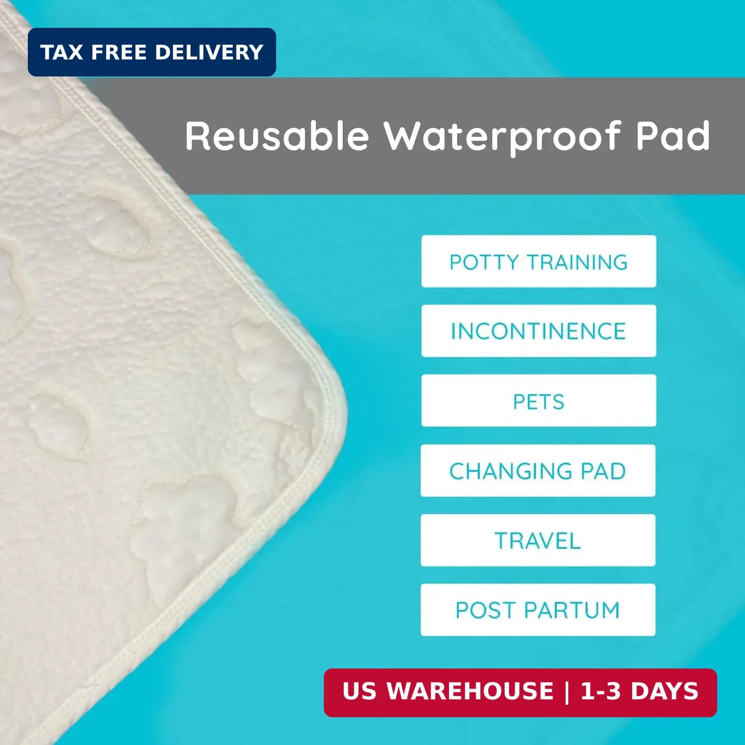 PUREgrace Tencel Waterproof Bed Pad – (36″ x 24″) Washable and Reusable for Inco