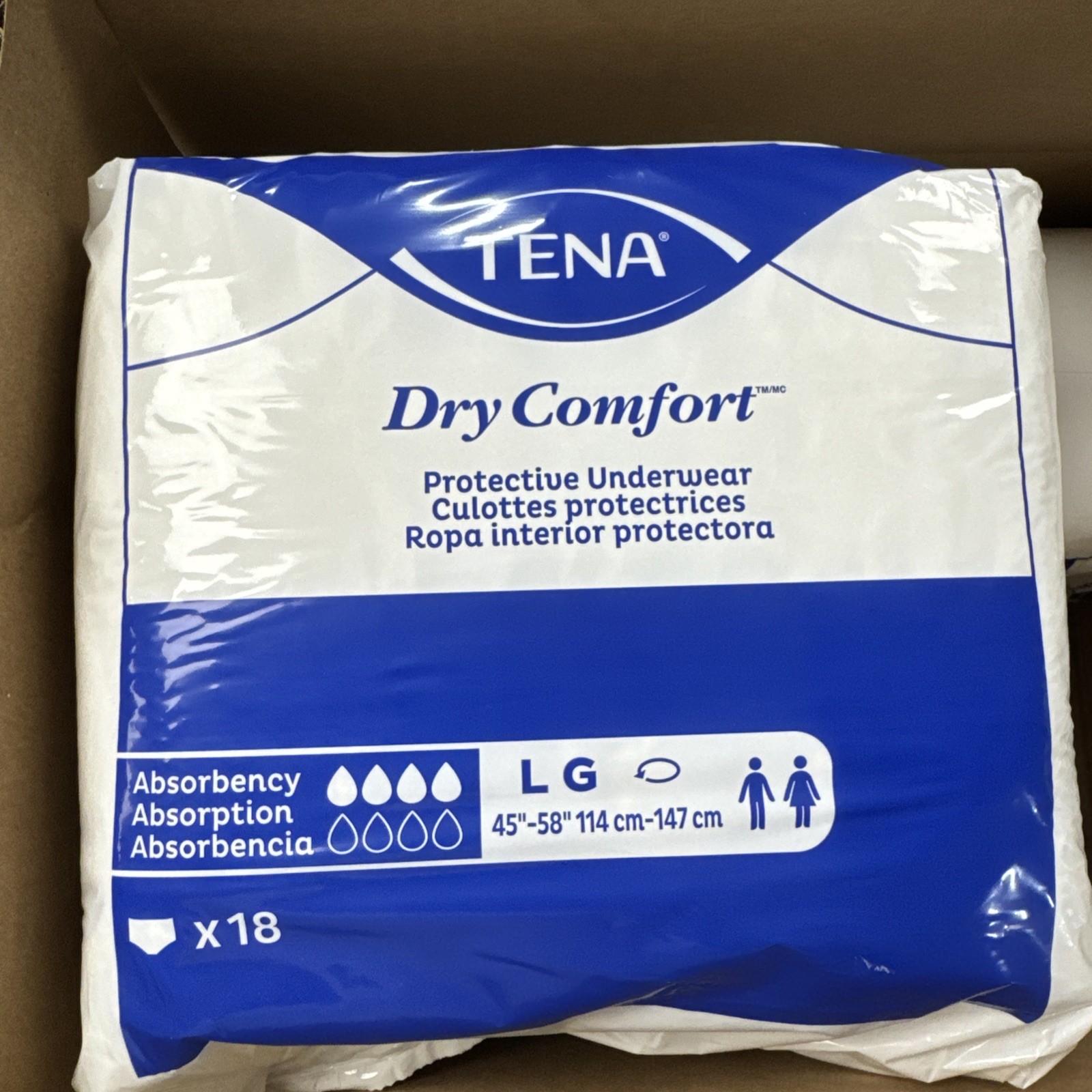 TENA Dry Comfort Protective Underwear Large 72 Count 4 Packs New Sealed
