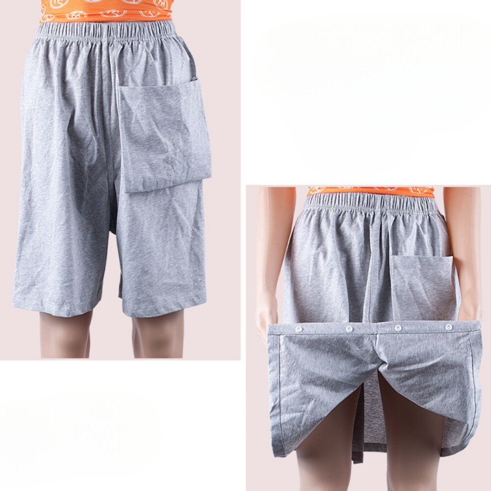 1PC Snap Fastener Easy on/off Washable Diaper Shorts Skirt w/Pocket Cotton Adult
