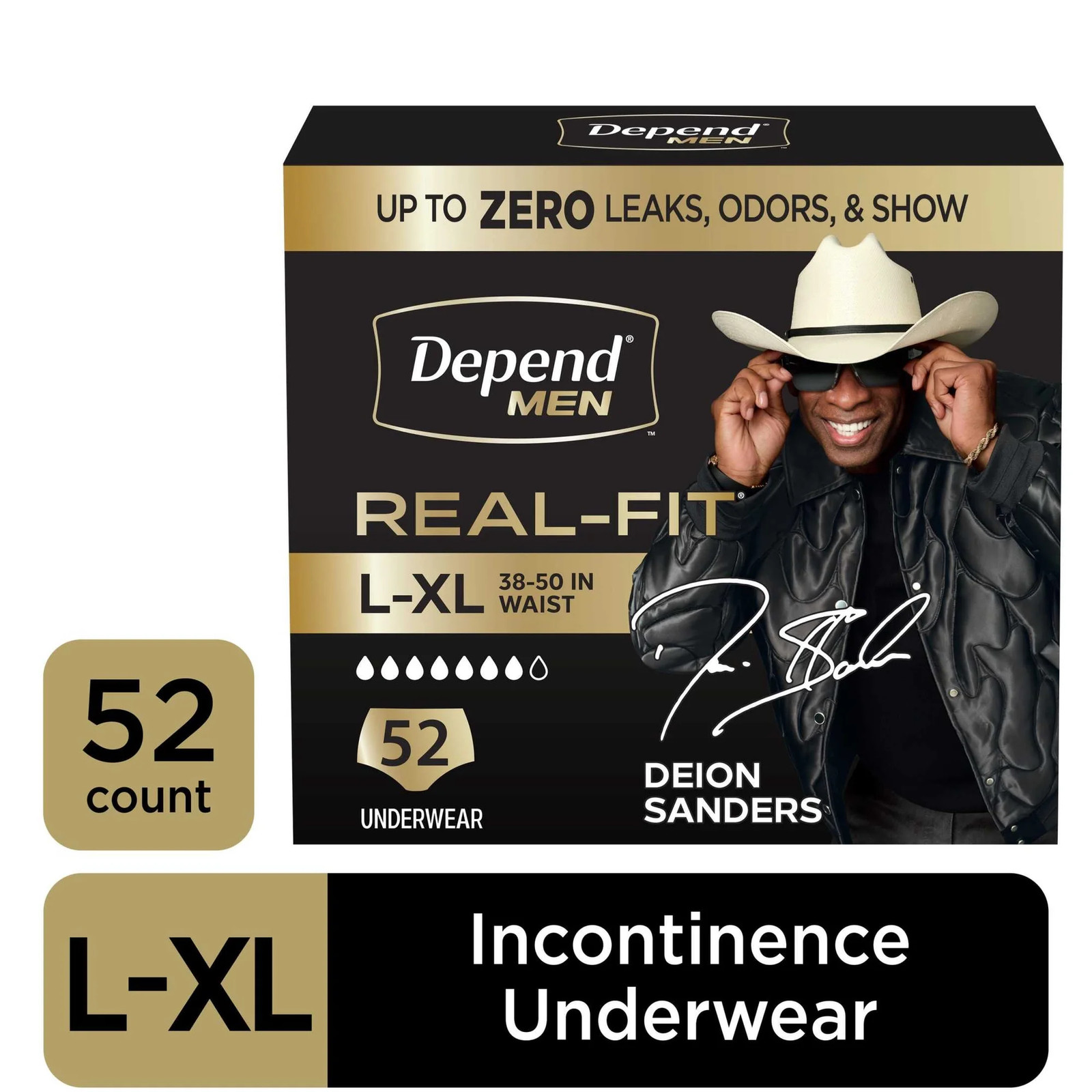 Depend Real Fit Incontinence Underwear for Men, Adult Diapers, L/XL, Grey, 52 Co