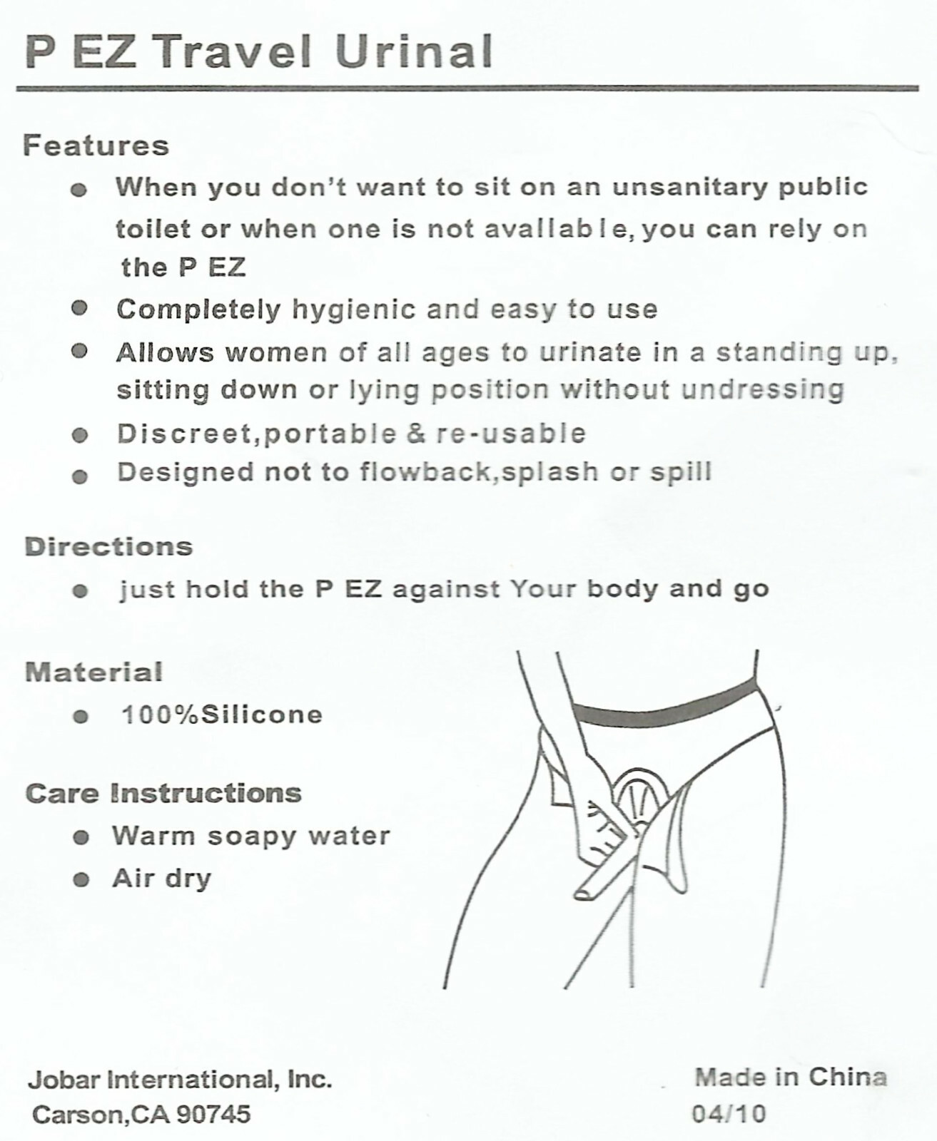 PEZ portable Pink Silicon Travel Urinal female male Urine funnel travel URINATIO