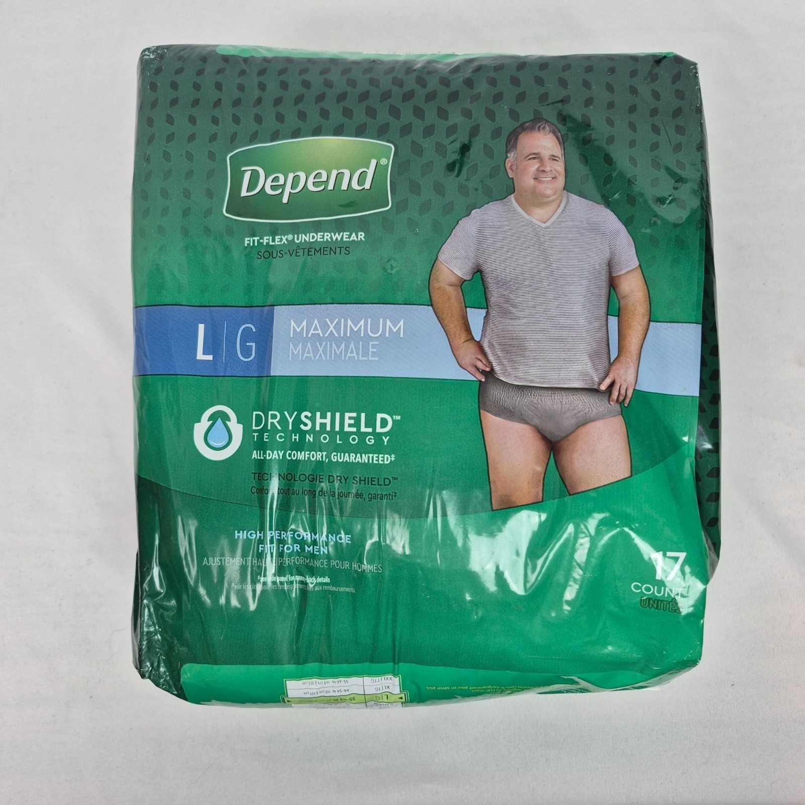 Depend Men’s Fit Flex Incontinence Briefs Size Large 17ct Max Absorbency NEW!!!