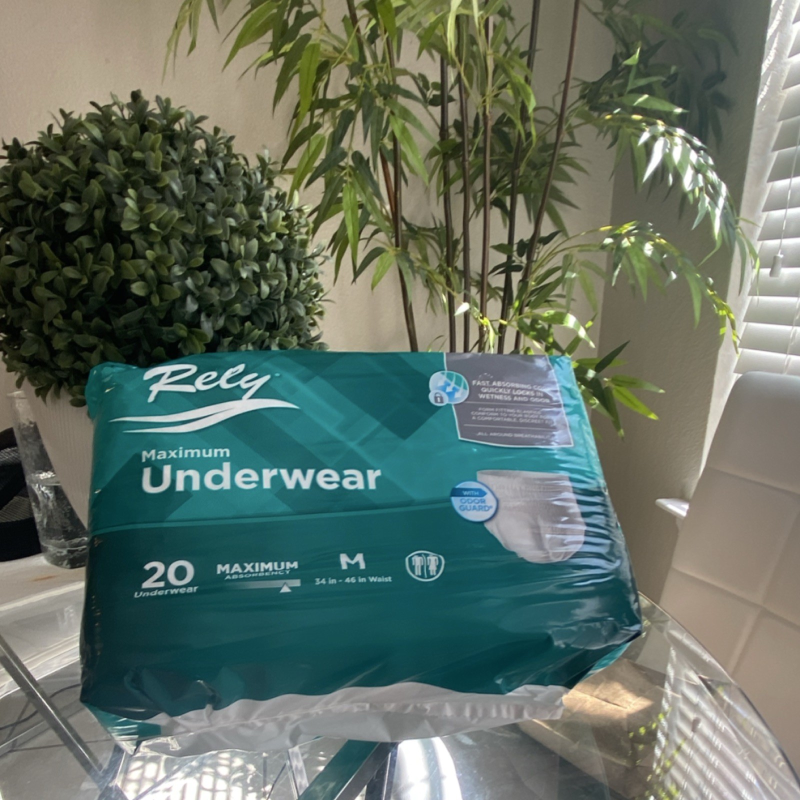 Rely Maximum Absorbency Underwear Incontinence Pants Medium 20 Pack