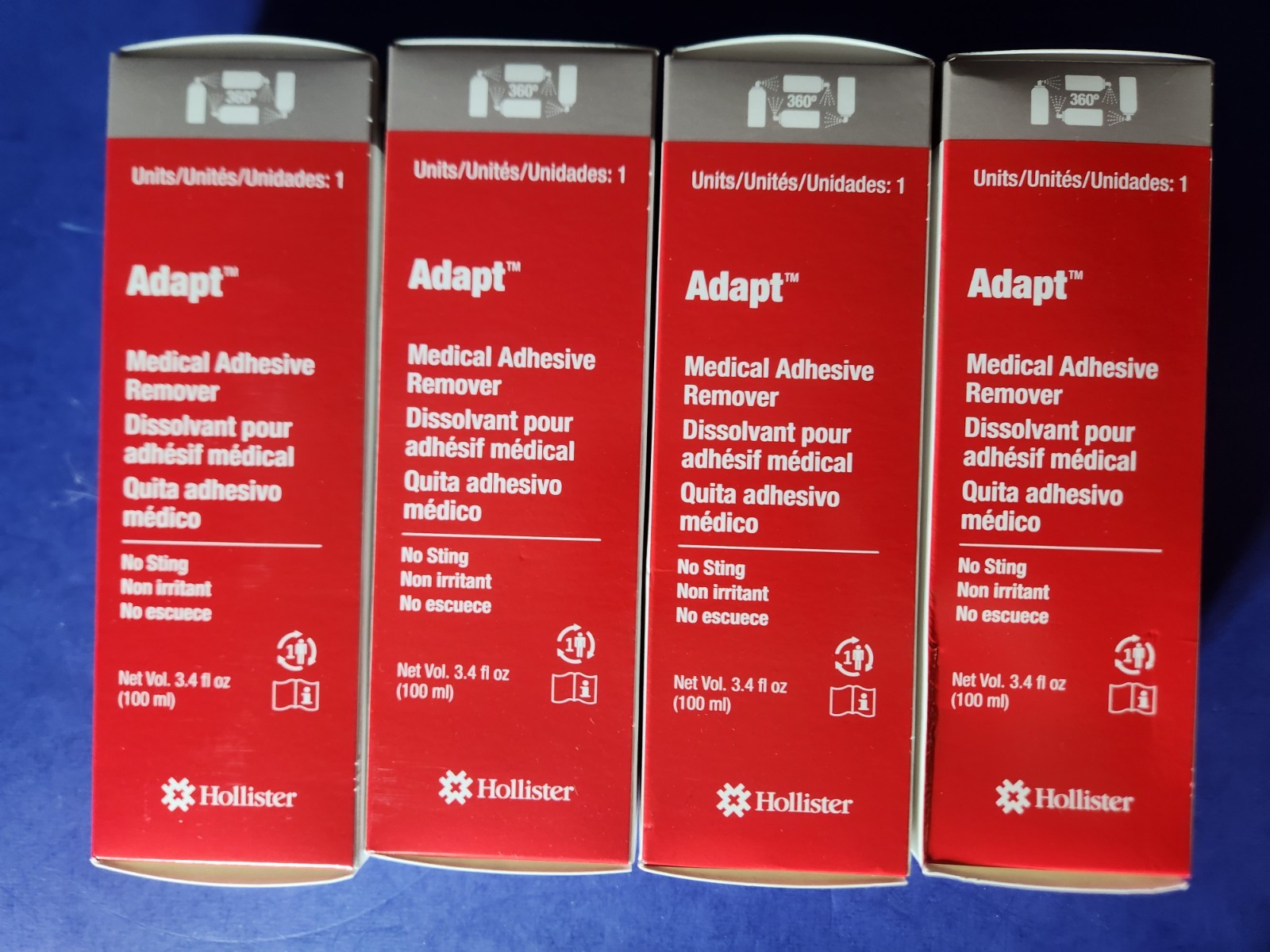 4 Cans Hollister 7737 Adapt Medical Adhesive Remover No Sting 1.7 Oz (50 ml)