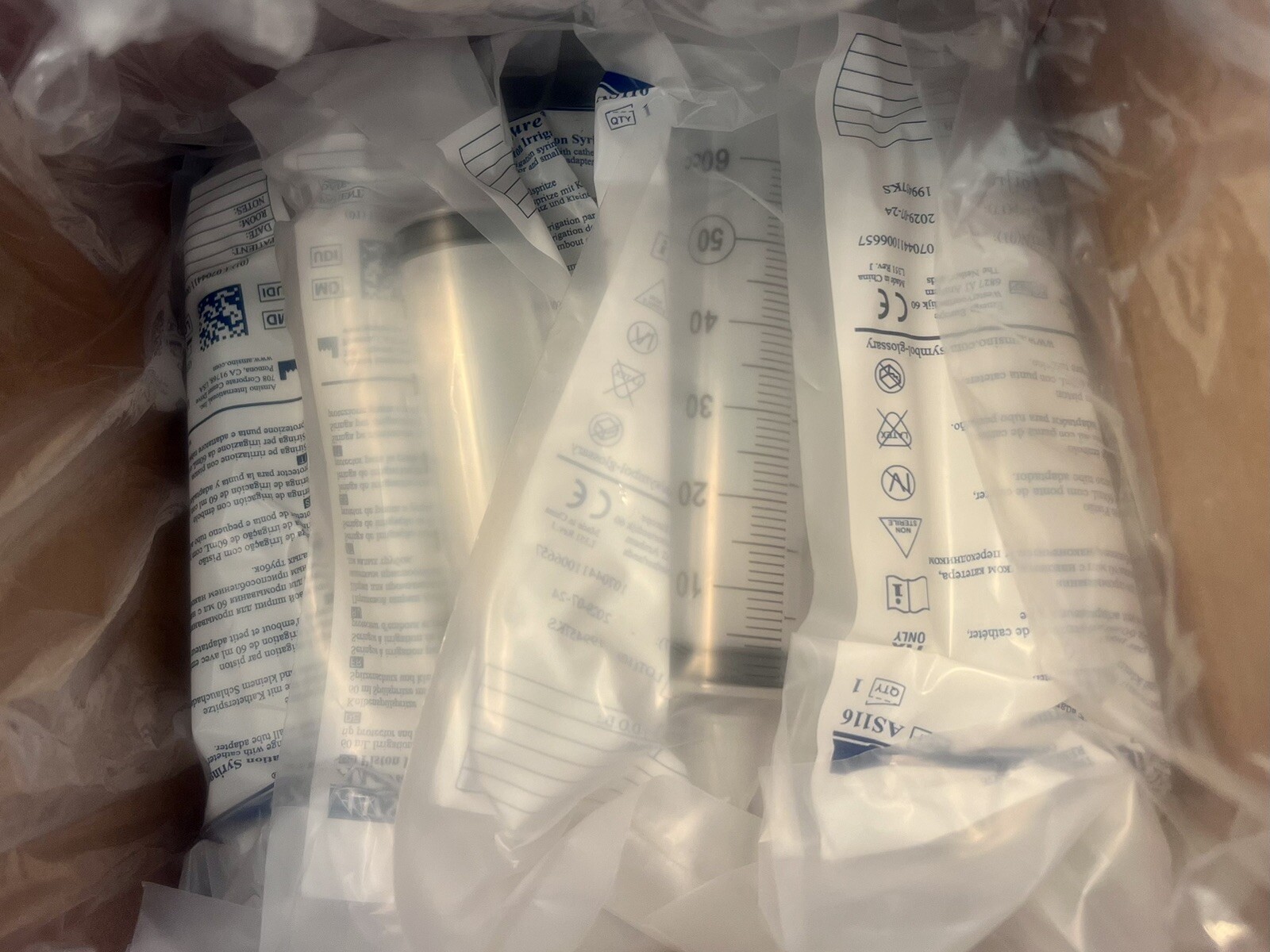 AMSure Piston Irrigation Syringes with Catheter Tip and Protector(Case of 30)NIB