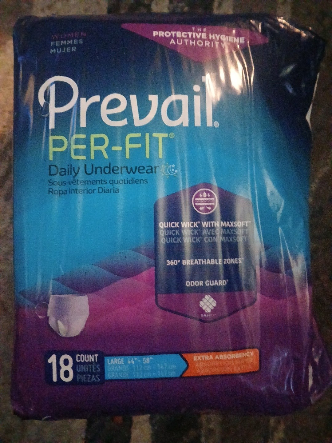 Prevail Per-fit Women’s Adult Underwear, Large, 44″-58″ 4pks 18ct, 72