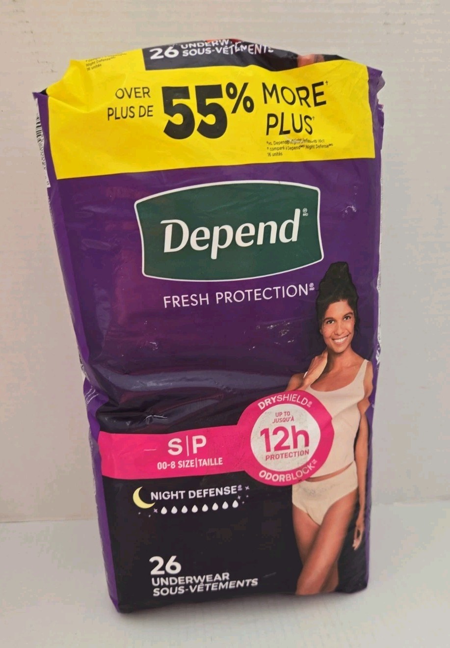 Depend Night Defense Incontinence Bladder Leak Underwear, Size S/P, 26 ct