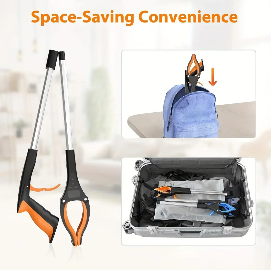 1pc 32in Garbage Picker Grabber Tool with 360° Rotating Clip – NEW