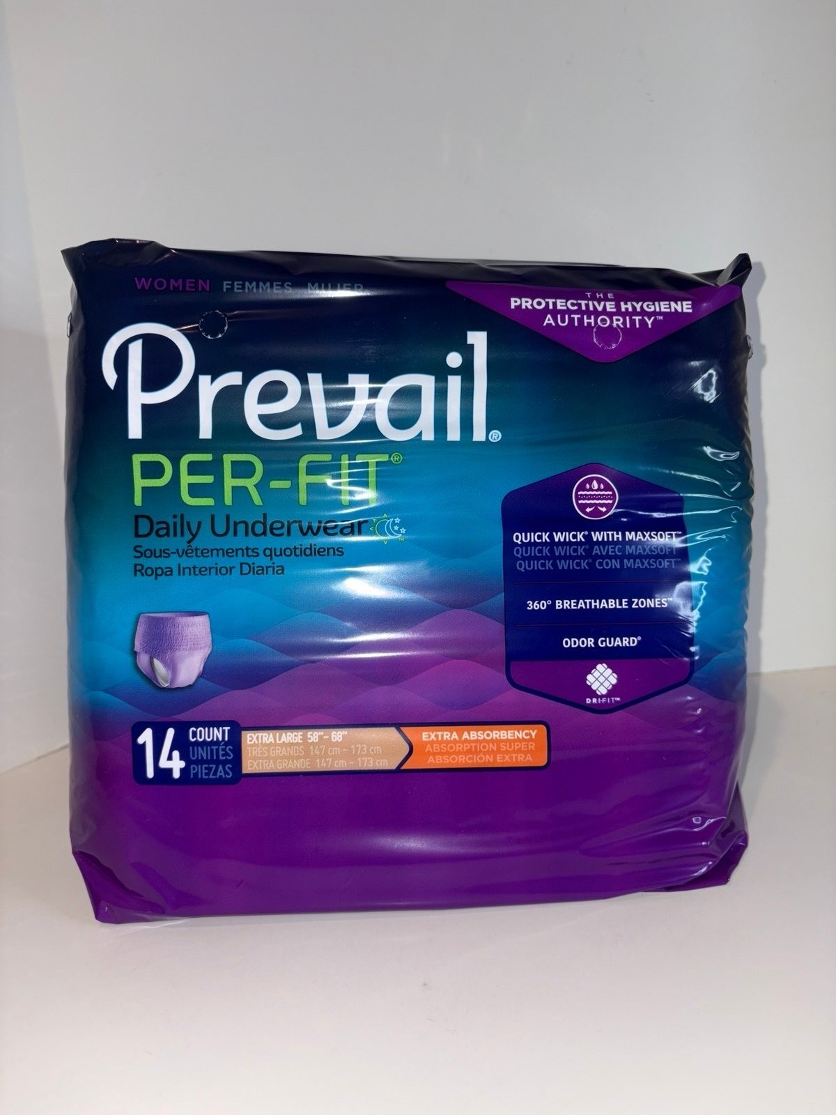 Prevail Per-Fit Daily Underwear for Women – Size XL (14 Count) Packs Lot of 4