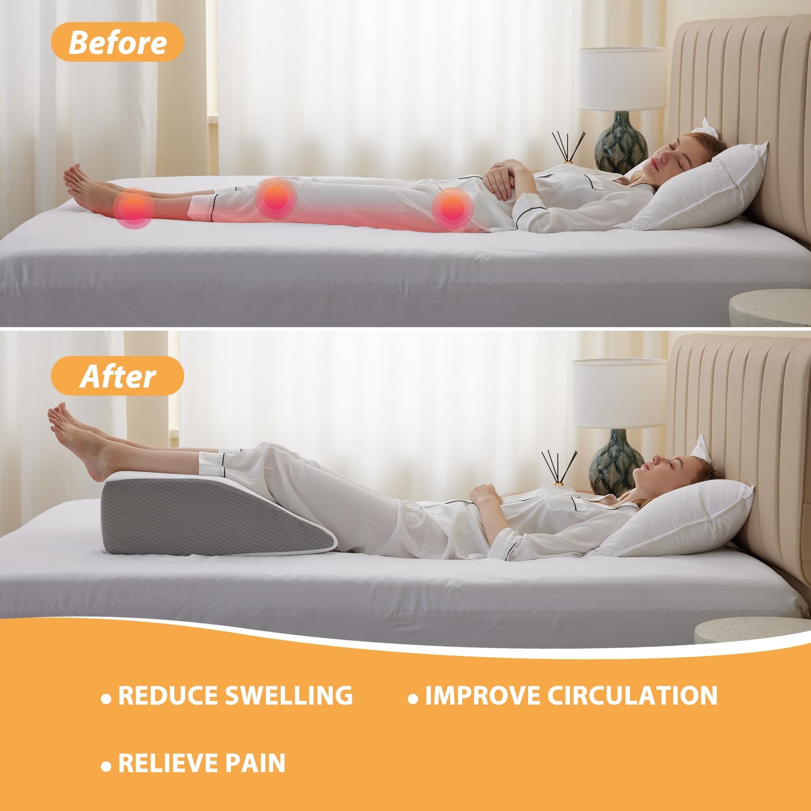 Bedluxe Leg Pillow Elevation Blood Circulation Wedge Pillow For Legs Swelling