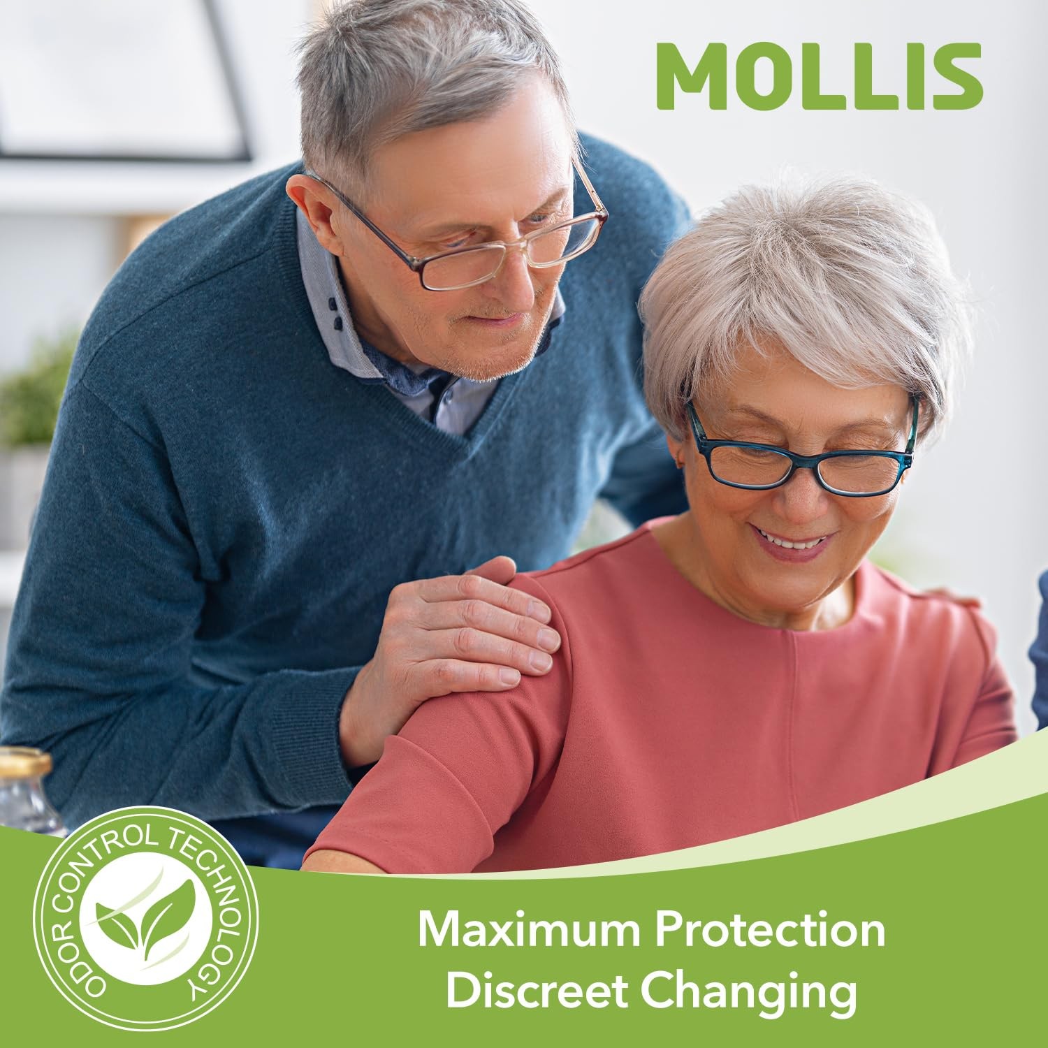 MOLLIS Adult Diapers for Women and Men, Unisex Disposable Incontinence Briefs wi