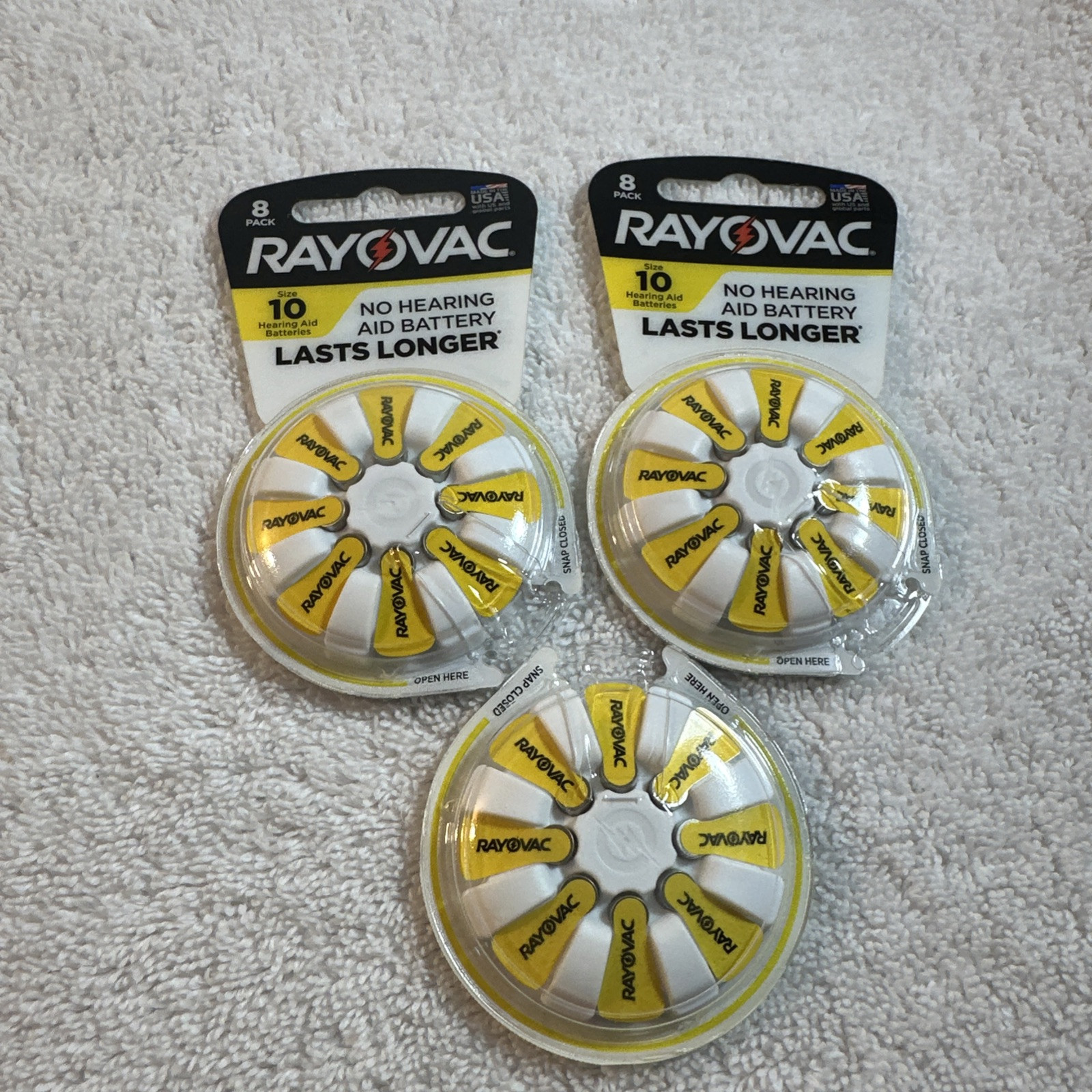Rayovac Hearing Aid Batteries 1.45V Size 10 8 Pack Expires (1)11/25 &10/26(2)