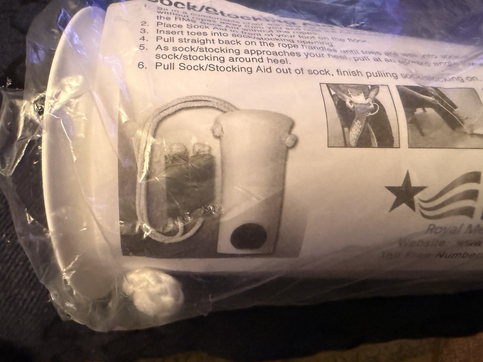 Sammons Preston Rolyan Sock & Stocking Aid w/ Foam Rope Handles