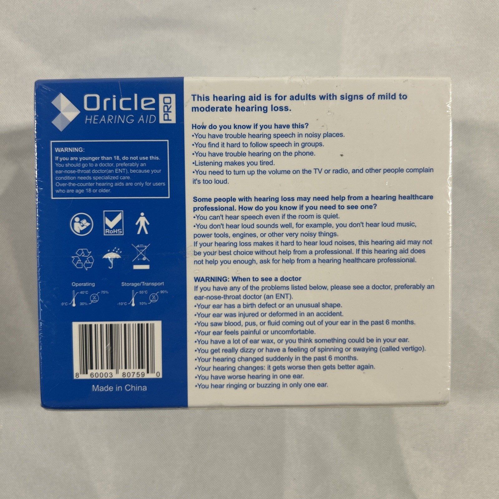 Oricle Pro Hearing Aids 16 Channel 48HR Battery for Adult & Seniors New Sealed