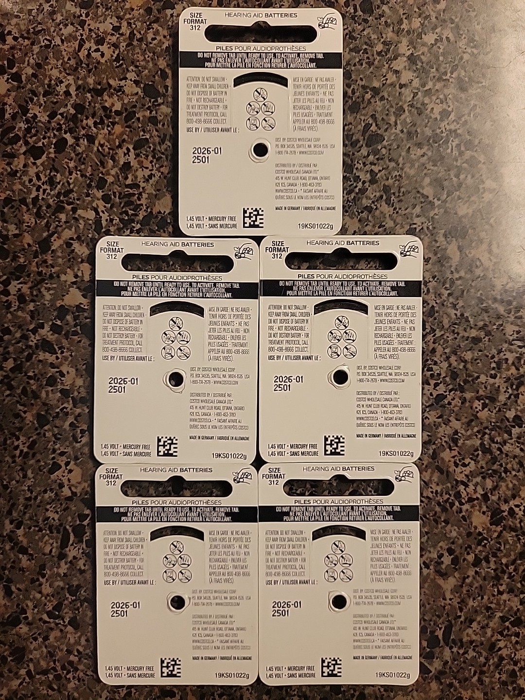 Kirkland Signature Hearing Aid Batteries #312. 8 Battries Per Package.