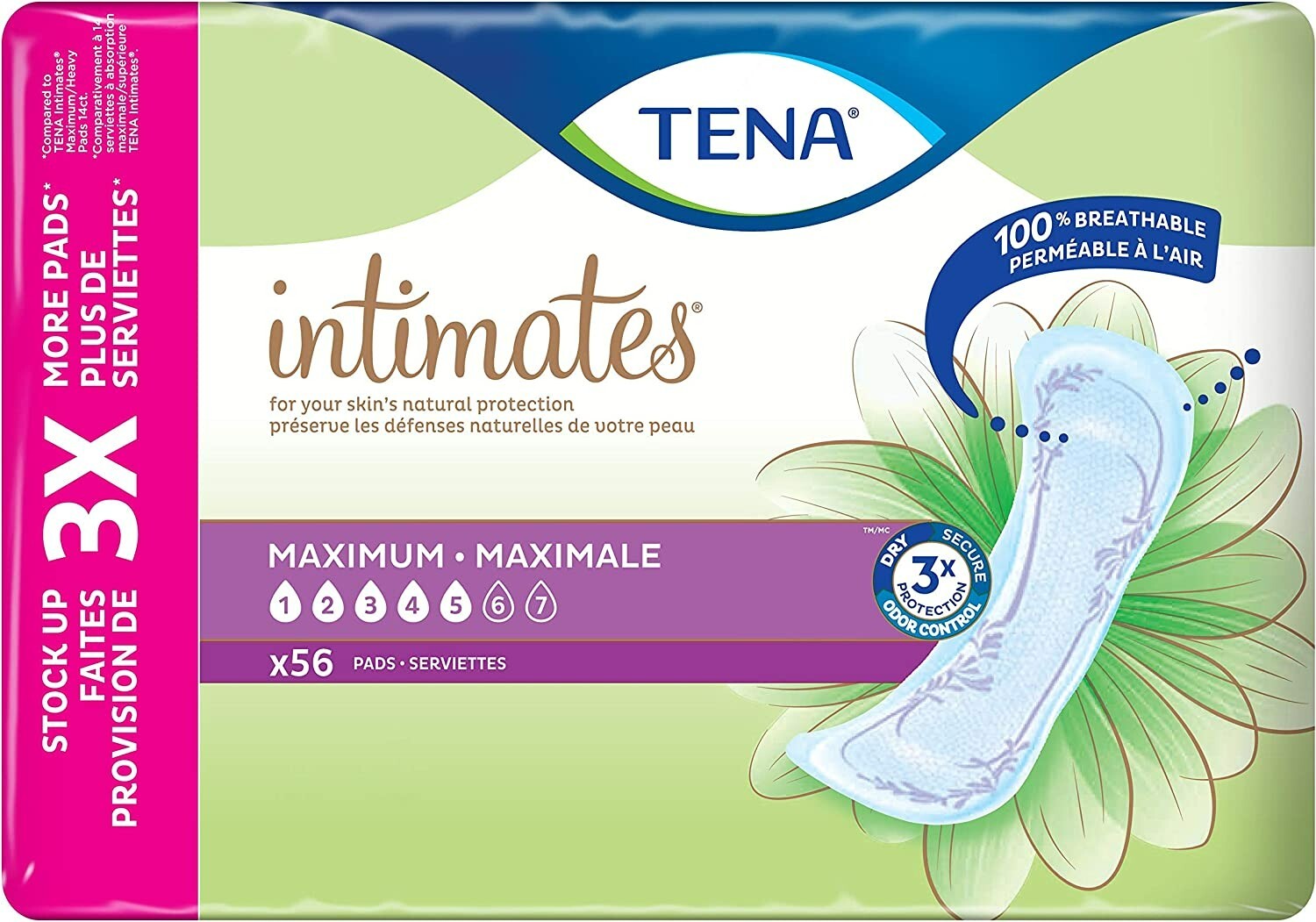 TENA Intimates Overnight Incontinence Pads 13 Long Heavy Absorbency 56 Count