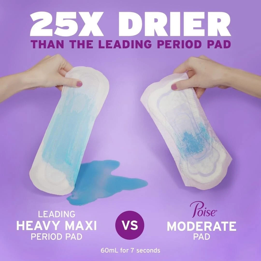 (4 x 24 PACKS) Poise Incontinence Pads, Liners, Light Absorbency, Long, 96 ct ✅