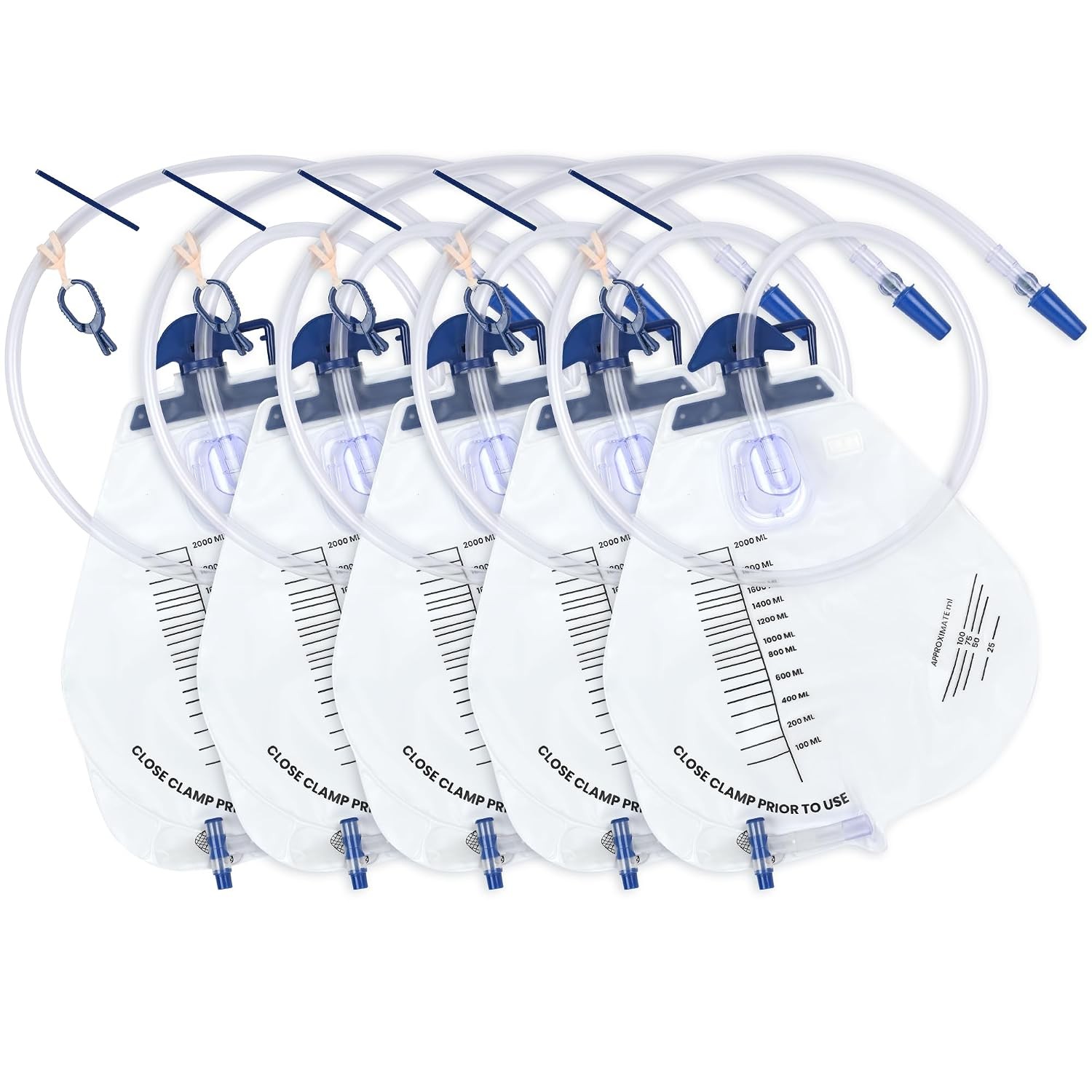 2000ml Urinary Drainage Bags with Anti-Reflux Valve Male Female Catheter Bags