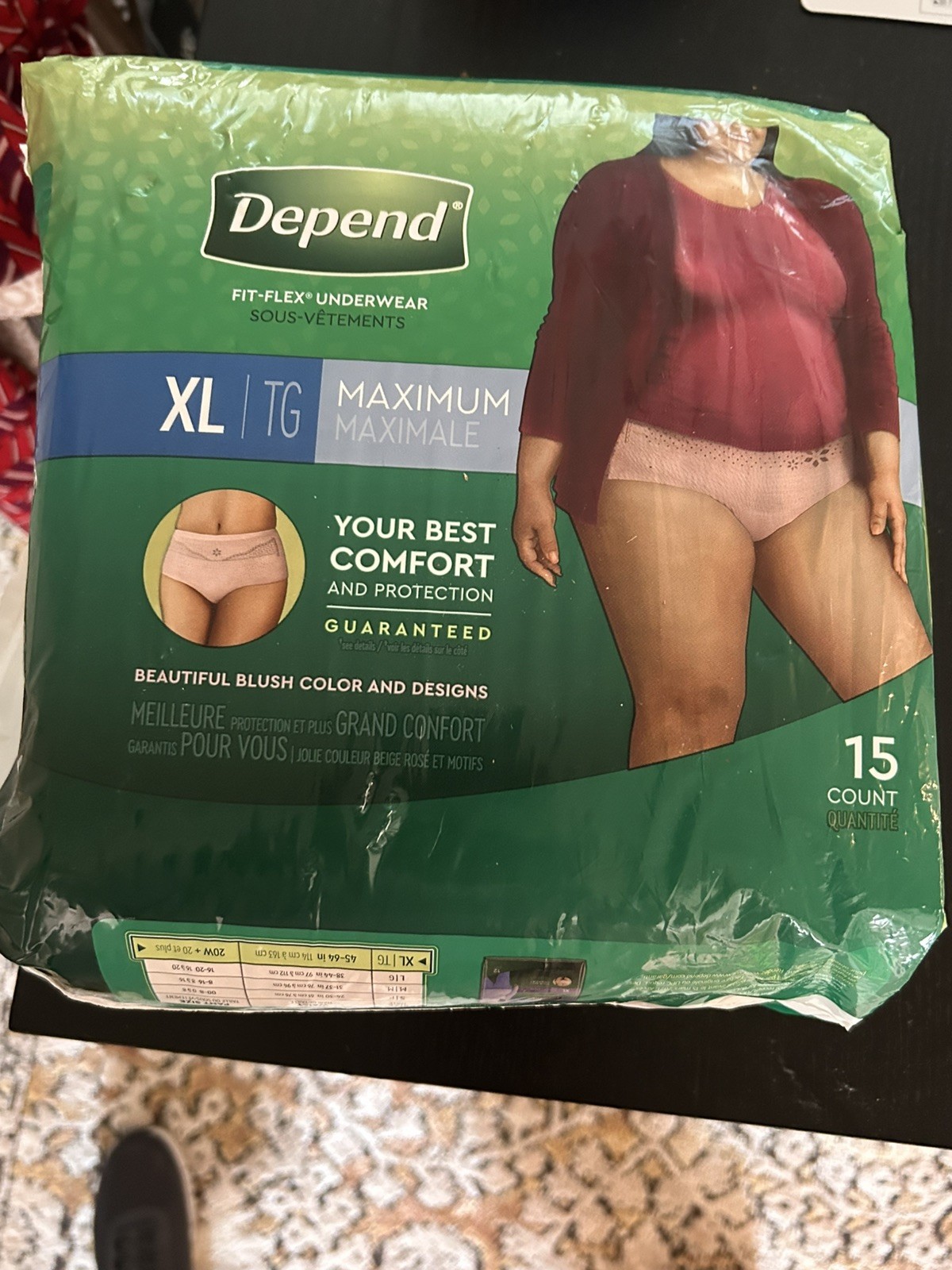 Depend Fit-Flex Underwear Women XL Maximum Absorbency 15 Pack Sealed