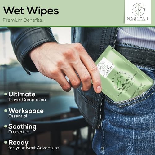 Flushable Wipes Travel Size – 60 Count, PH Balanced, Unscented with Aloe & Chamo