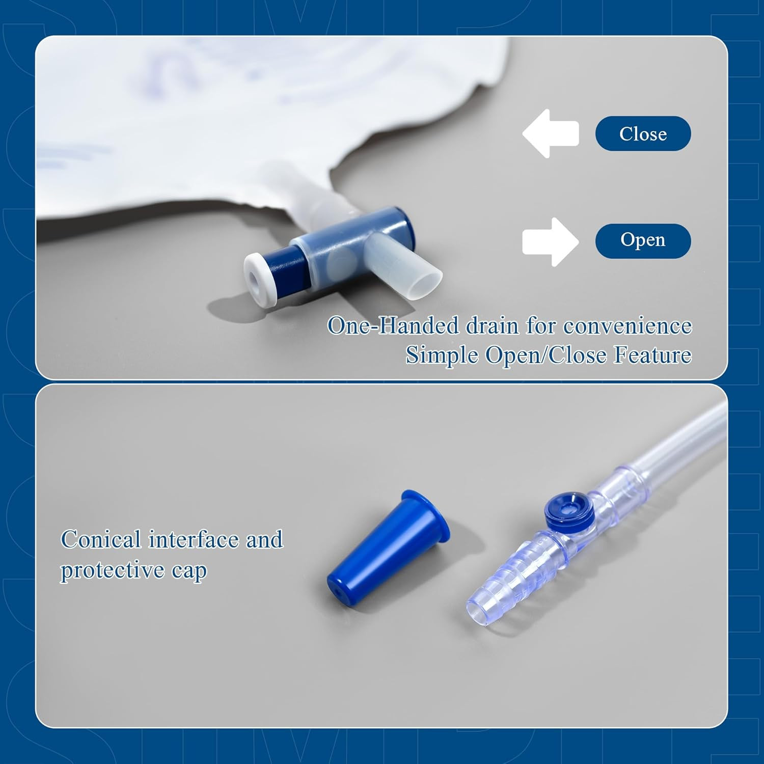 3 Pack 2000ml Catheter Bags Urinary Drainage Bags Anti Reflux with Tube