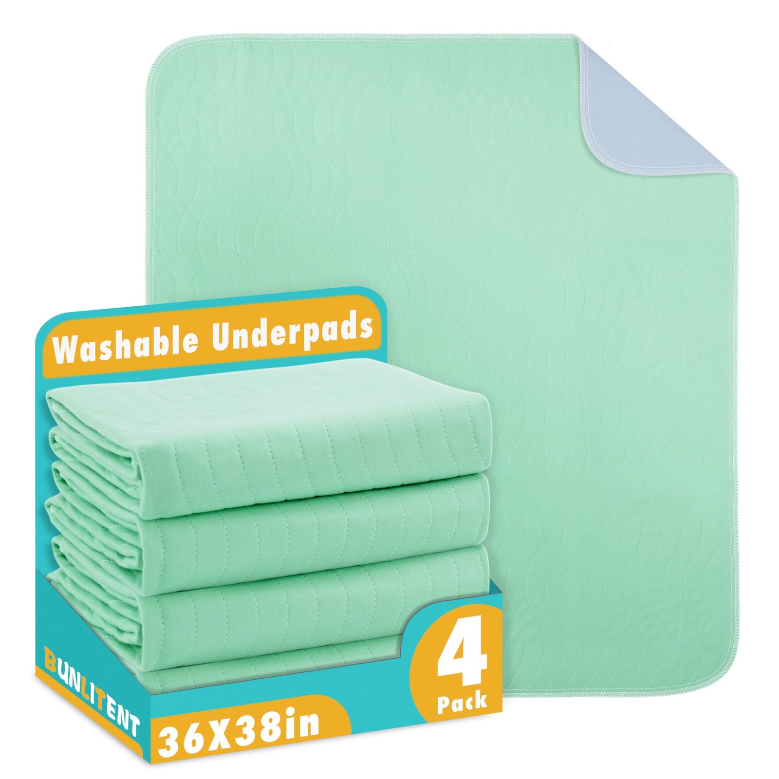 Washable Underpads, 36″ x 38″, 4 Pack – Heavy Absorbency Reusable Bedwetting …