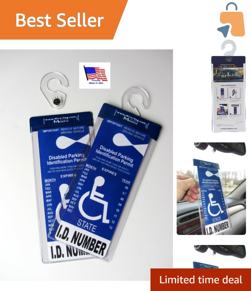 MirorTag Silver: Easy Handicap Parking Placard Holder with Strong Magnet & Hook