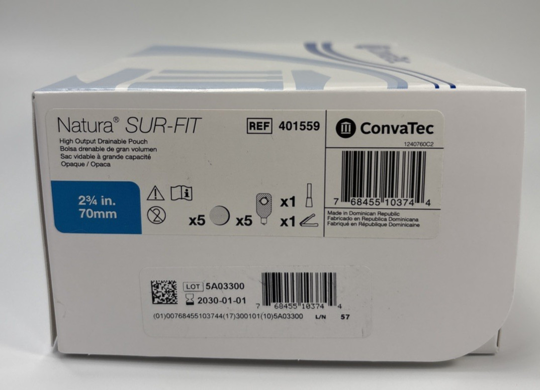 5 ConvaTec 401559 Natura® Sur-Fit® High Output Drainable Pouch 2¾” Exp 2030