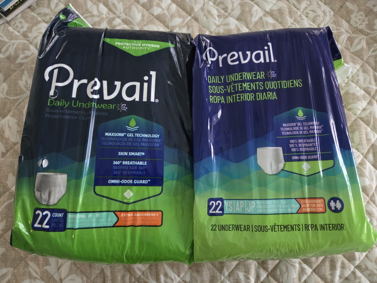 Prevail Daily Underwear (2 pack/22 Count) Youth Small 20-34″, Extra Absorbency