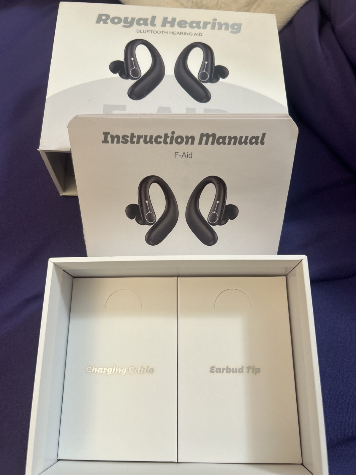 Royal Hearing F-Aid Bluetooth Hearing Aids – Rechargeable Case New With Open-box