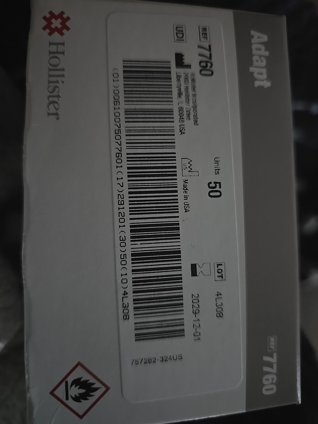 50 Hollister 7760 Adapt Universal Remover Wipes No Sting Expires 2026-29 *note