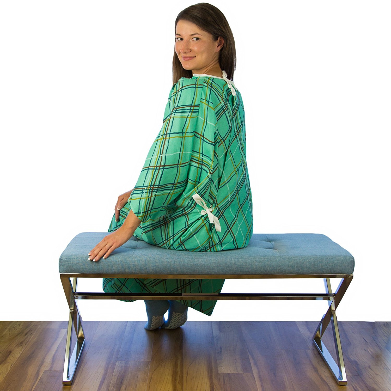 New IV Hospital Grade Patient Gown with Telemetry Pocket – Green – 1 Pack