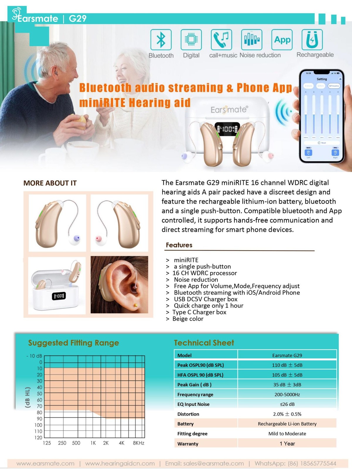 Hearing Aids Hearing Amplifiers Wireless Bluetooth Sound Amplifier With APP