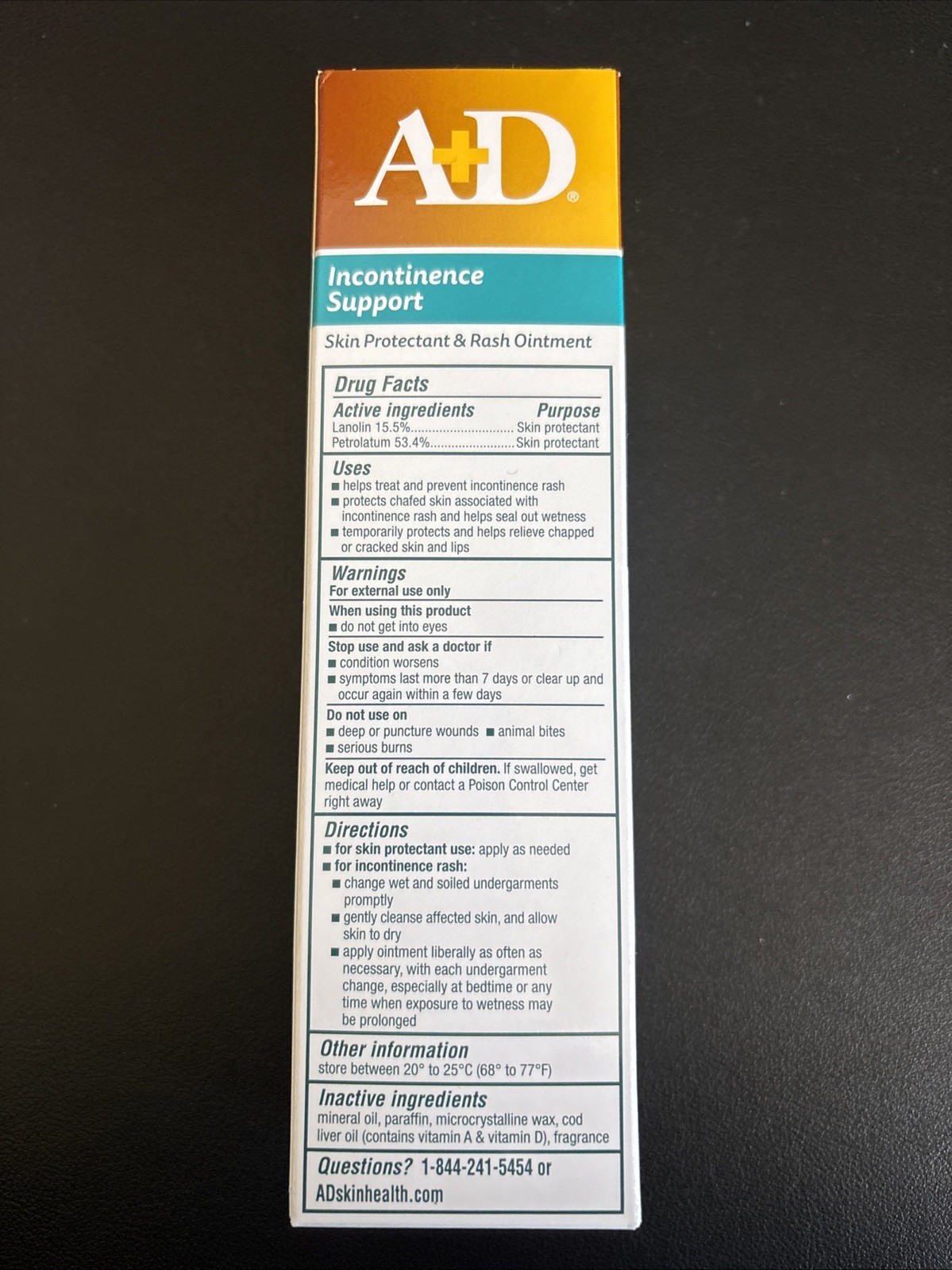 A+D Incontinence Support Skin Protectant & Rash Ointment 3.5 oz Exp 01/27+