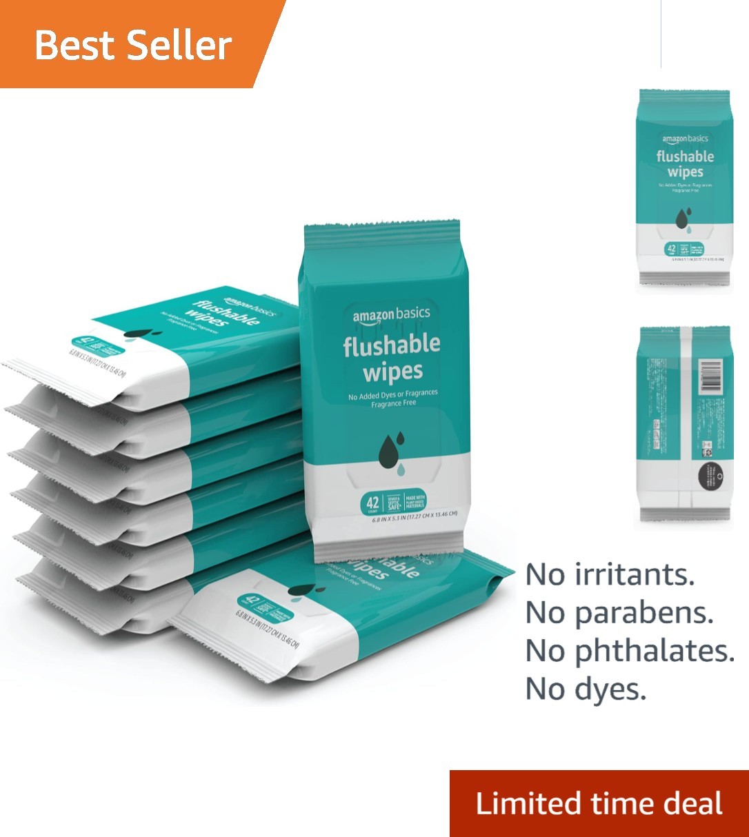 Plant-Based Flushable Wipes – 336 Count Adult Hygiene Essentials, No Fragrance