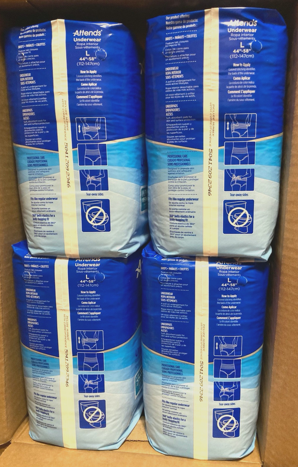 Attends Adult Incontinence Pull Up Underwear Diapers Large 44″-58″ Total 72