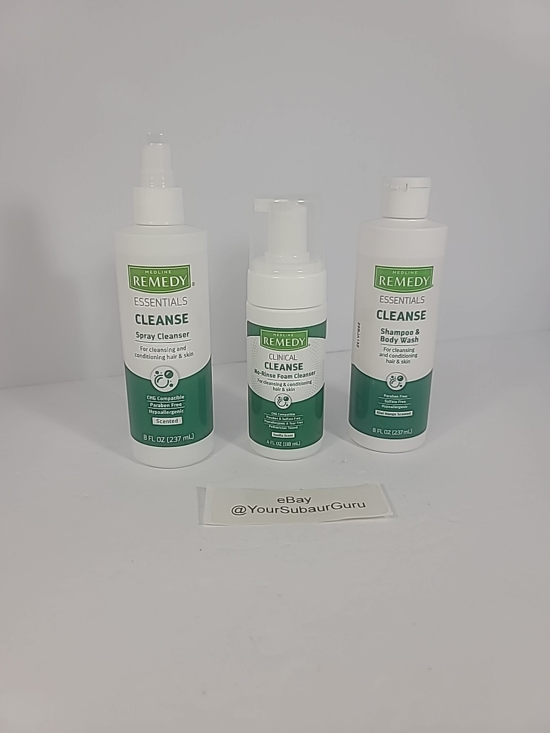 Medline Remedy Cleanse Lot Of 3 – Spray 8oz, Foam 4oz, & Shampoo + Body Wash 8oz