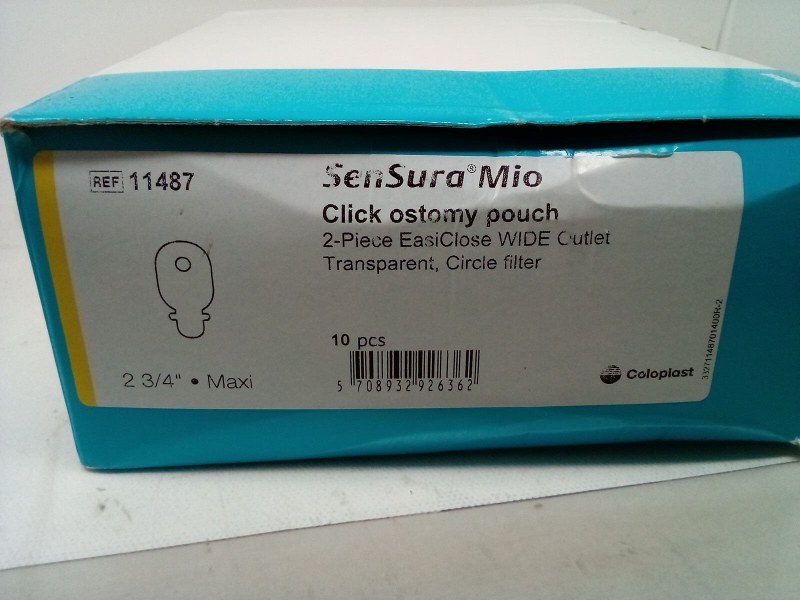 Ostomy Pouch SenSura Mio 2-Piece Easiclose Wide CutletTransparent Circ Box of 10