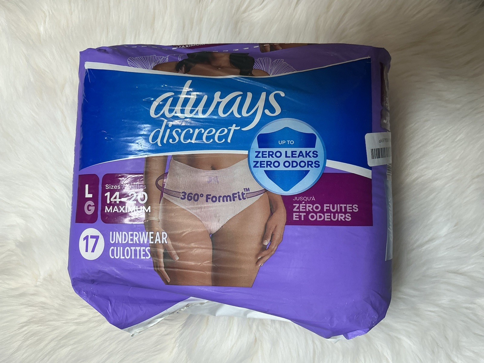 Always Discreet Incontinence Underwear for Women Maximum Absorbency, L, 17 Ct