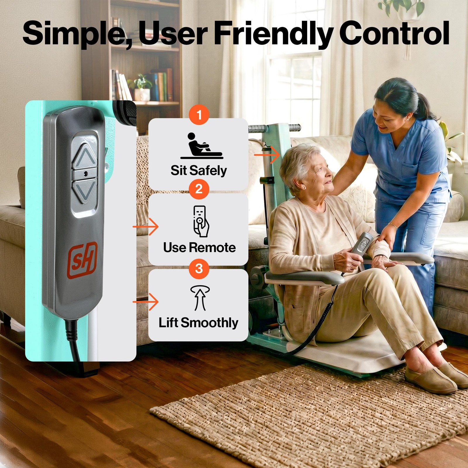 SuperHandy GoRise FC Electric Floor to Chair Lift for Seniors and People with…