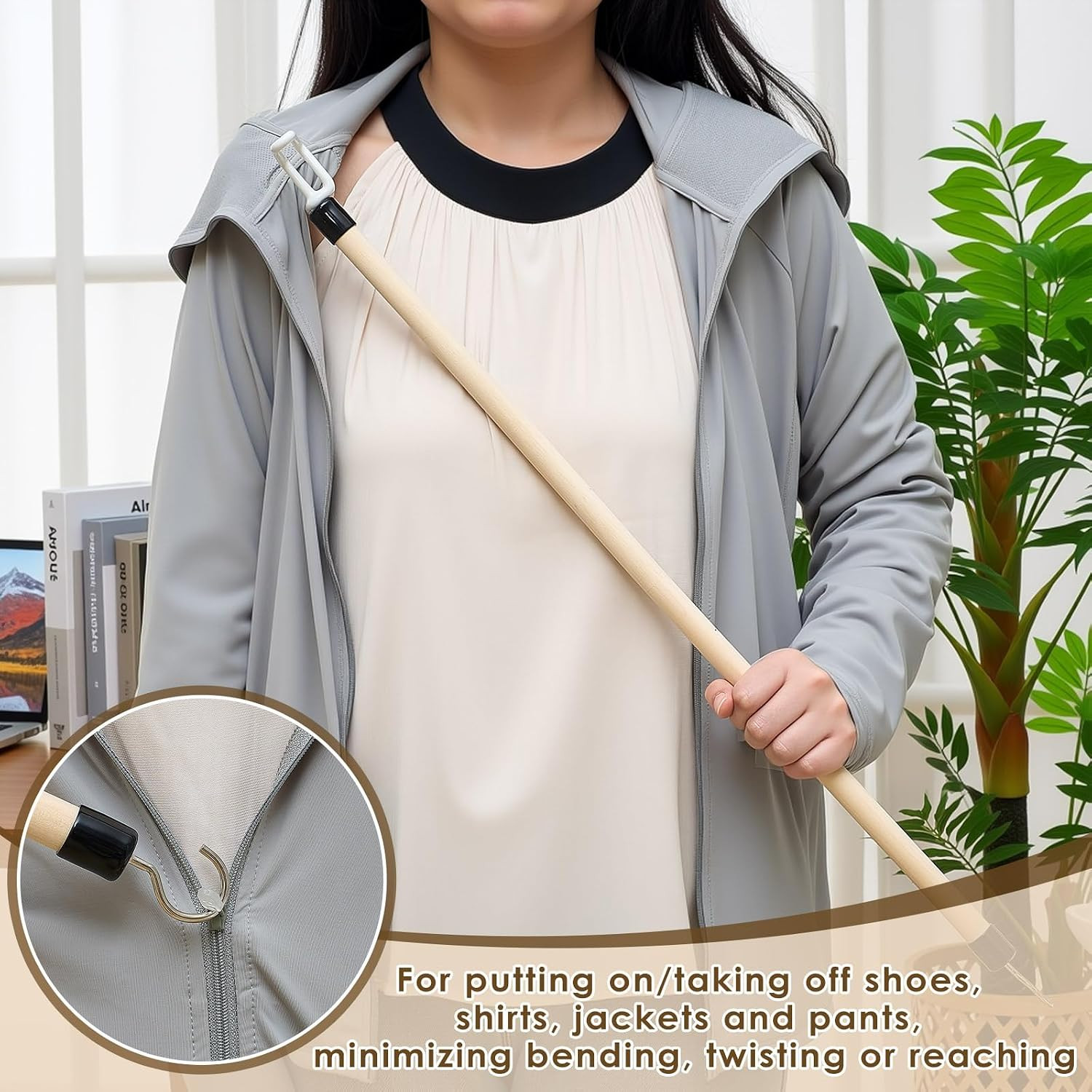 4 Pcs 27” Long Dressing Stick for Elderly Disabled Limited Mobility Dressing Ai
