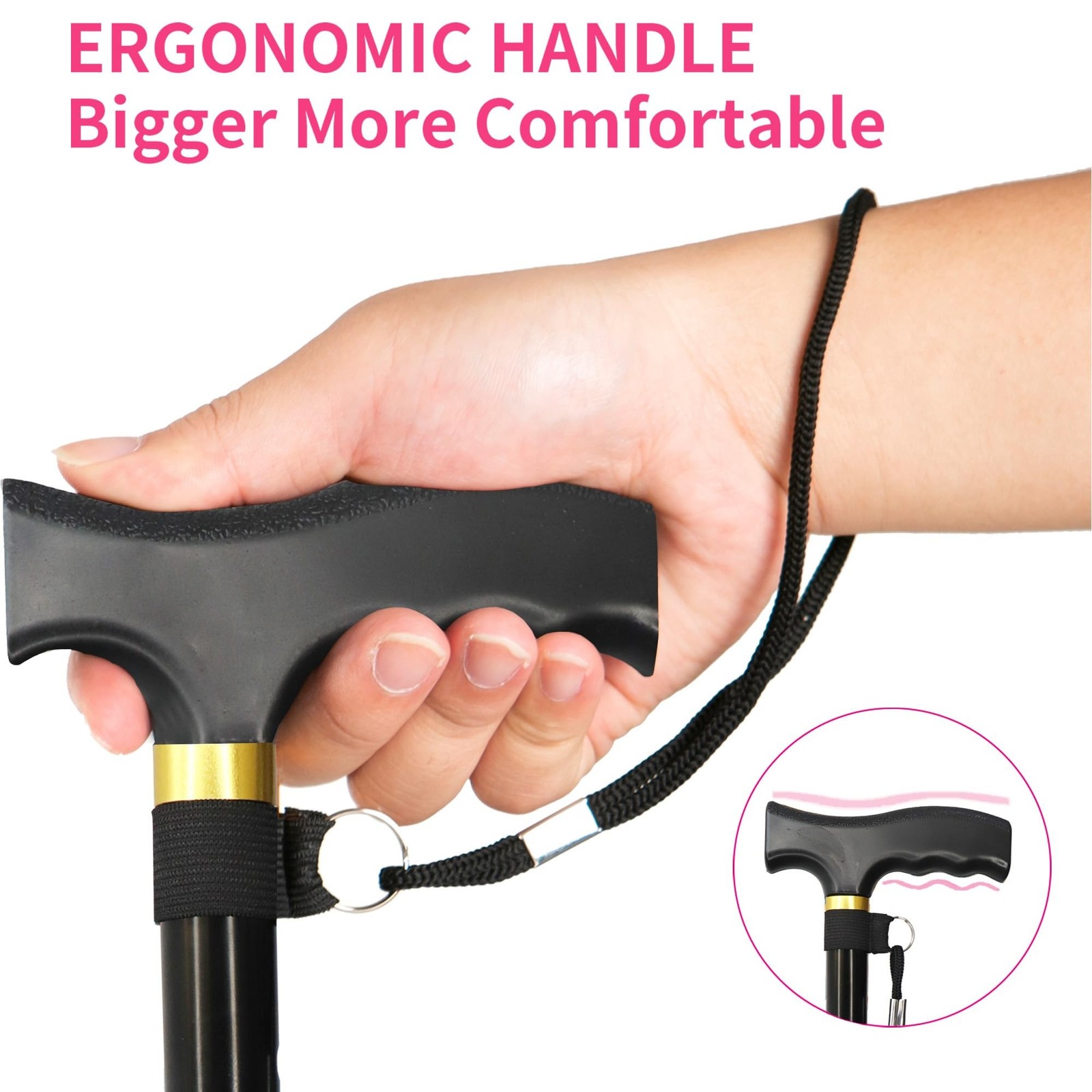 Folding Cane, 5-Level Adjustable Height Lightweight Portable Foldable Walking…