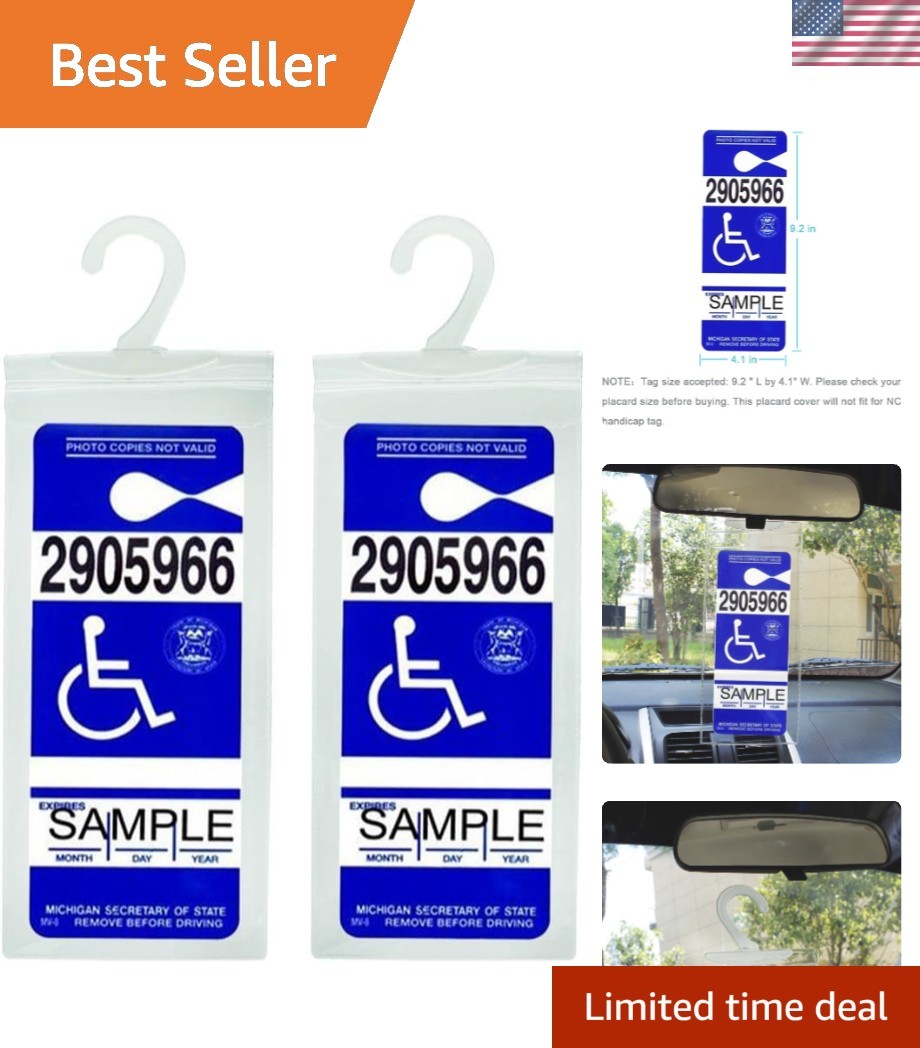 Durable Transparent Placard Holders for Disabled Parking – 2 Pack with Hook