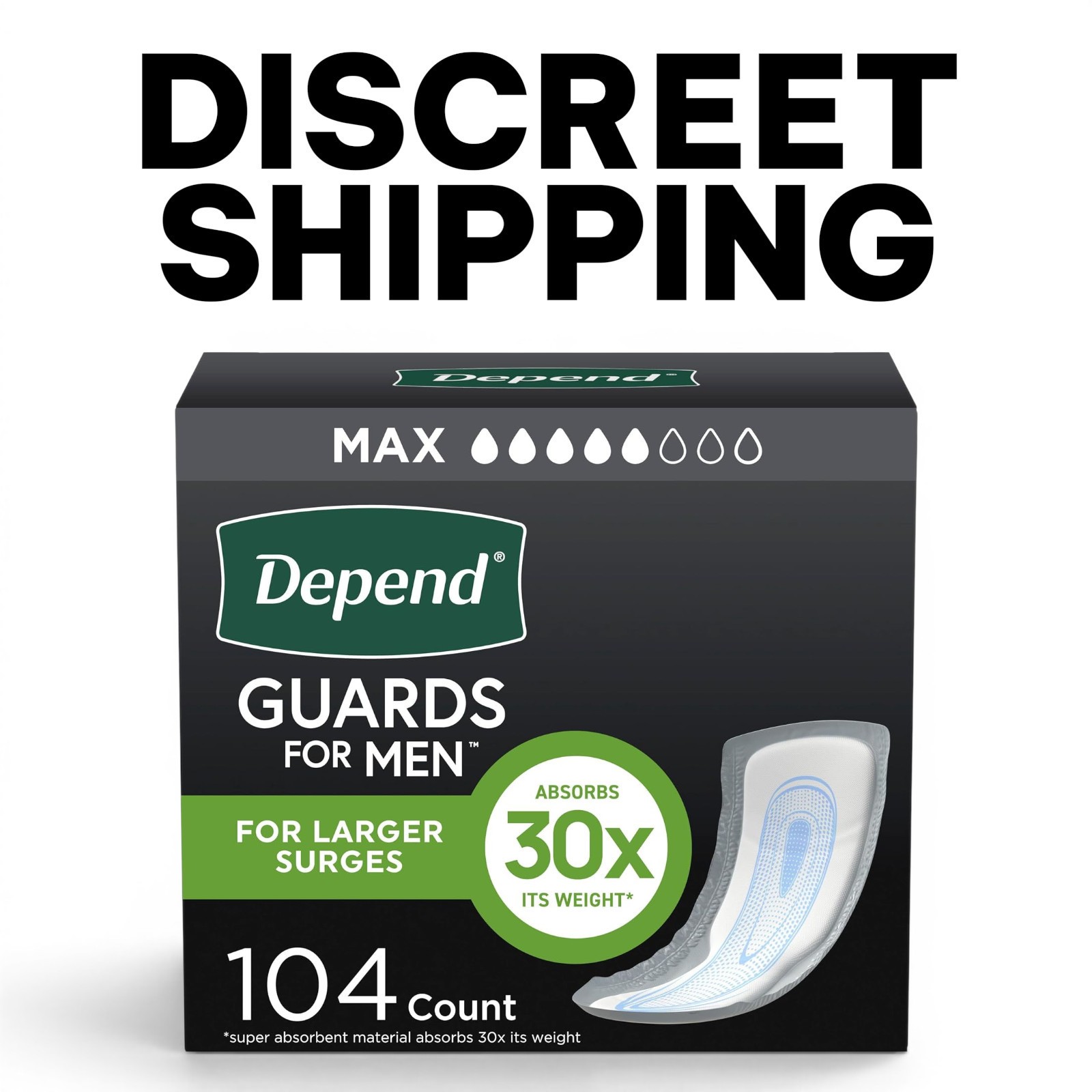 Depend Guards Incontinence Pads for Men, Maximum Absorbency, 104 Count