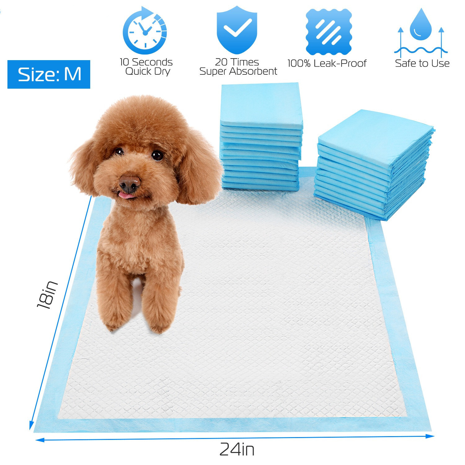 100pcs Waterproof Dog and Pet Training Pad, Pet Pad 10 Seconds Quick Drying